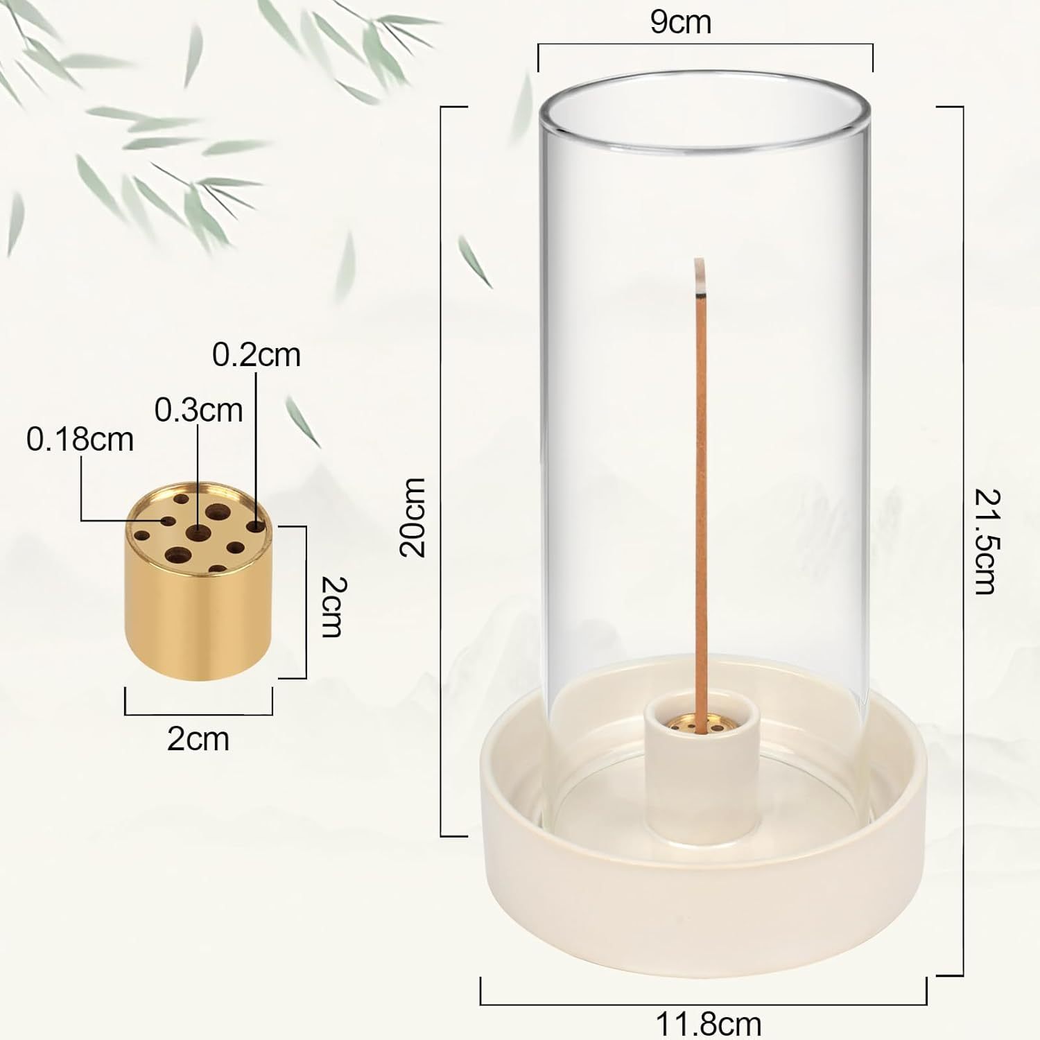 9-Hole Ceramic Incense Burner with Removable Glass Cover-MOUGIGI