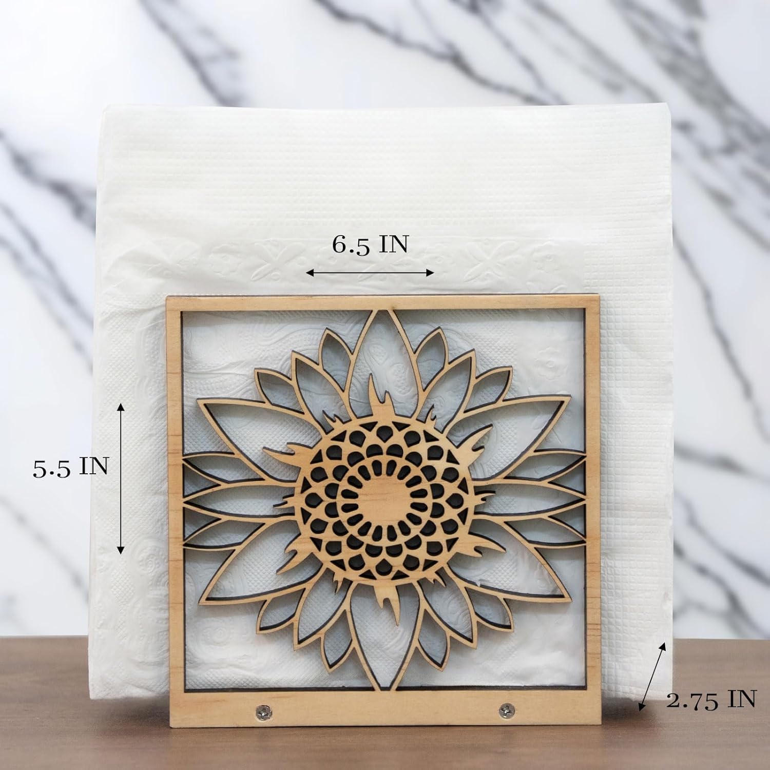 Sunflower Wood Napkin Holder - Farmhouse Kitchen Decor-MOUGIGI