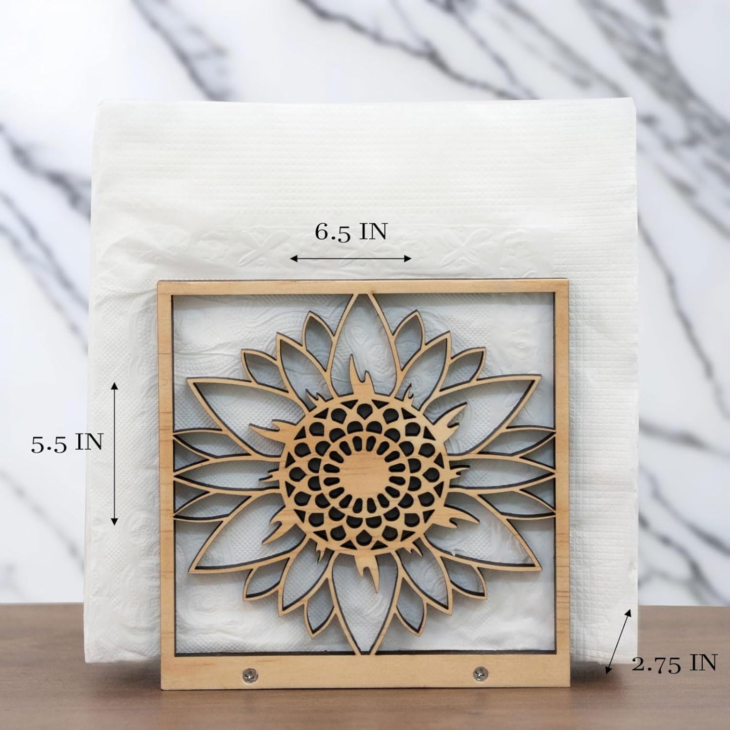 Sunflower Wood Napkin Holder - Farmhouse Kitchen Decor-MOUGIGI