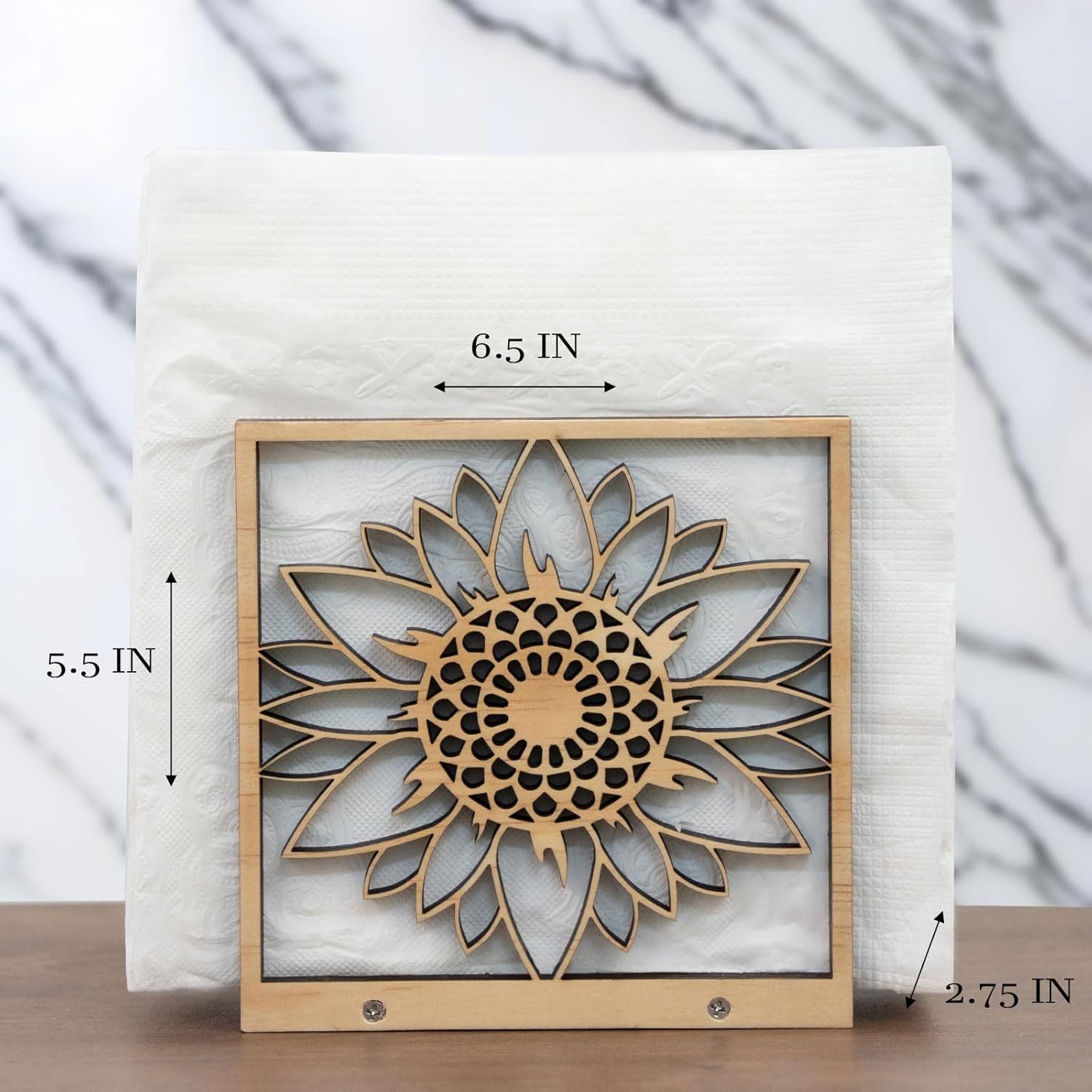 Sunflower Wood Napkin Holder - Farmhouse Kitchen Decor-MOUGIGI