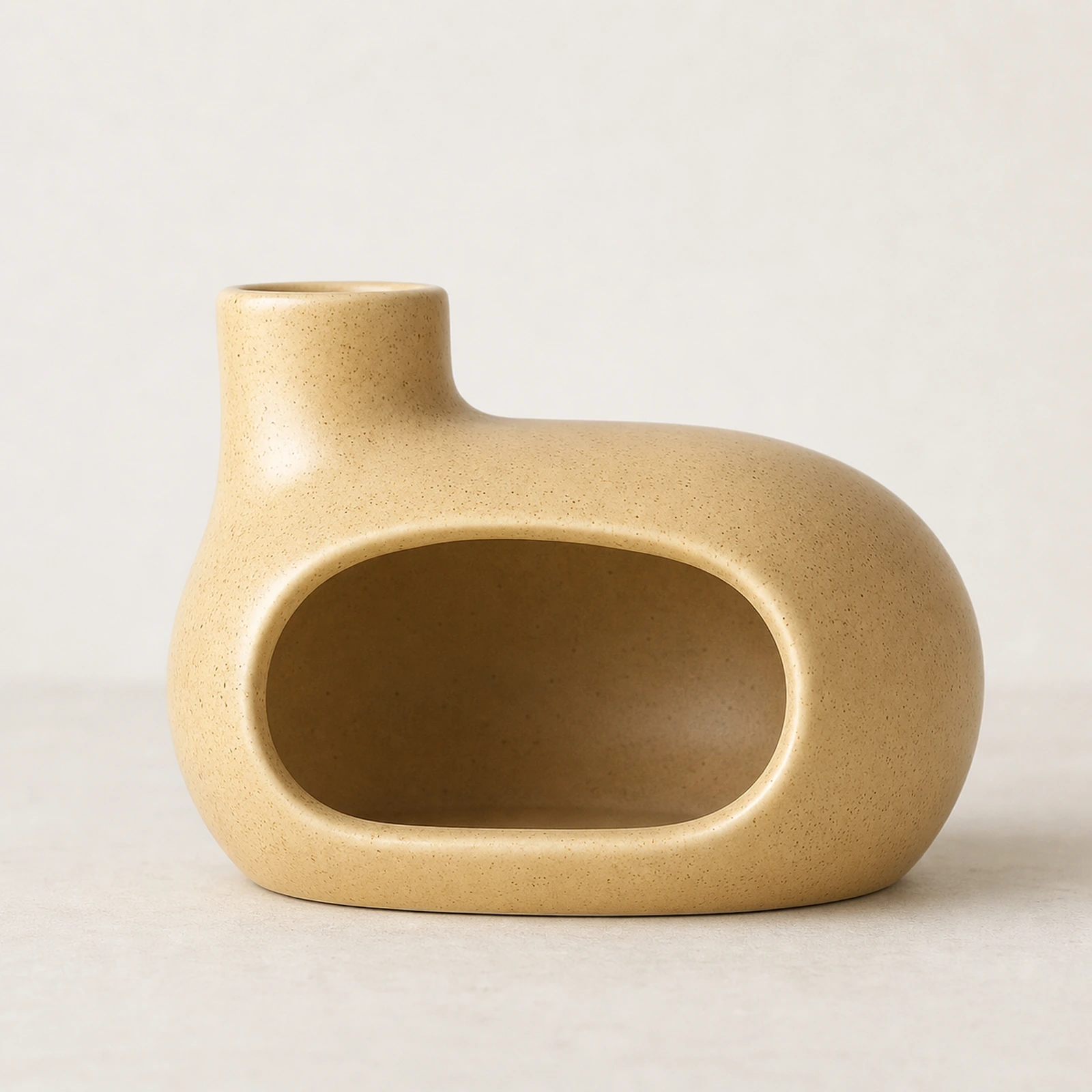 Beige Classic Ceramic Palo Santo & Sage Burner, clean front view showing the ceramic chamber and top vent.