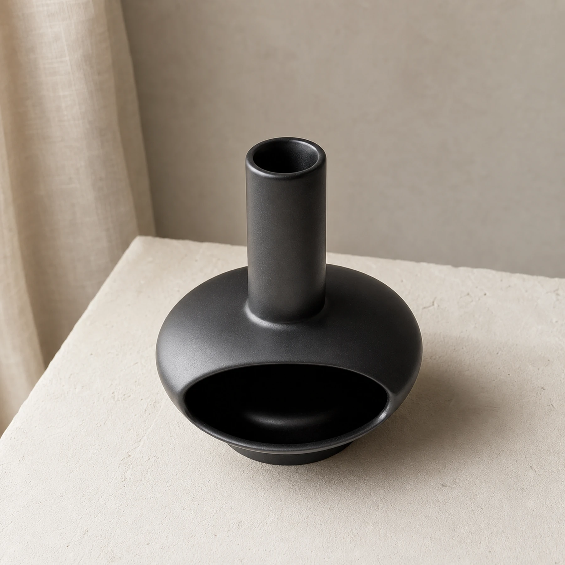Black mini ceramic Palo Santo burner clean three-quarter view