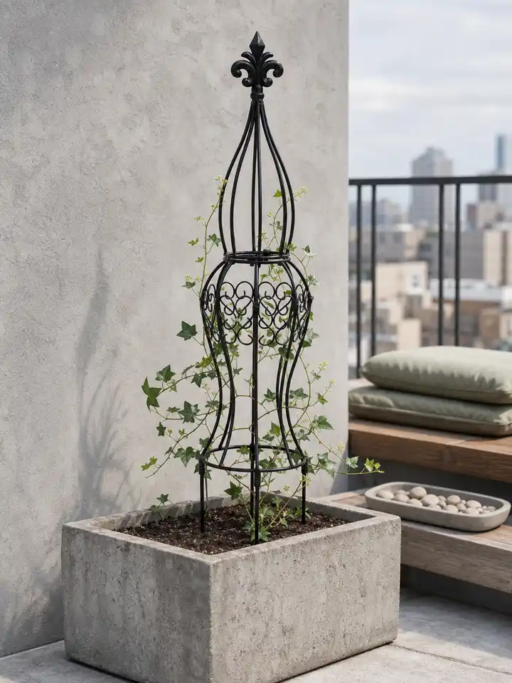 29.5-Inch Black Metal Garden Obelisk Trellis for Climbing Plants, Roses & Vines styling idea 5