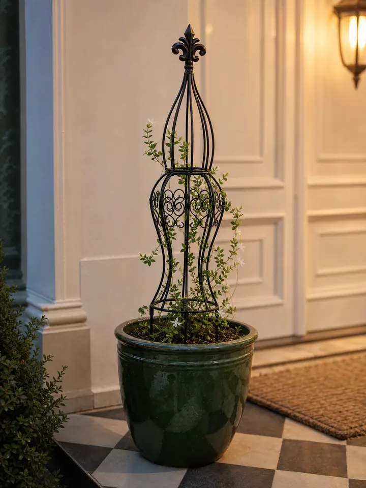 29.5-Inch Black Metal Garden Obelisk Trellis for Climbing Plants, Roses & Vines styling idea 3