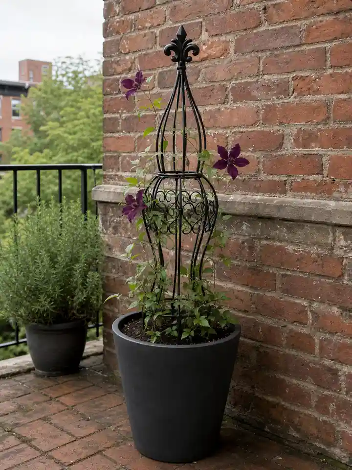 29.5-Inch Black Metal Garden Obelisk Trellis for Climbing Plants, Roses & Vines styling idea 1