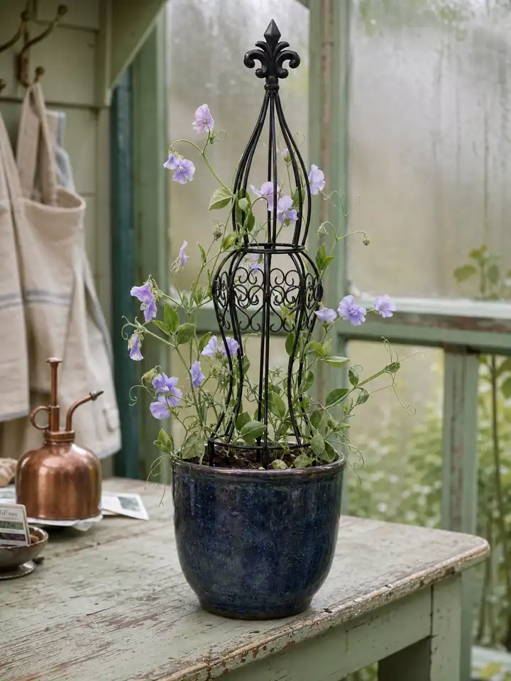 29.5-Inch Black Metal Garden Obelisk Trellis for Climbing Plants, Roses & Vines styling idea 6