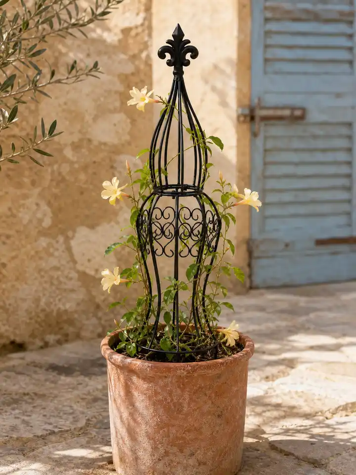 29.5-Inch Black Metal Garden Obelisk Trellis for Climbing Plants, Roses & Vines styling idea 4