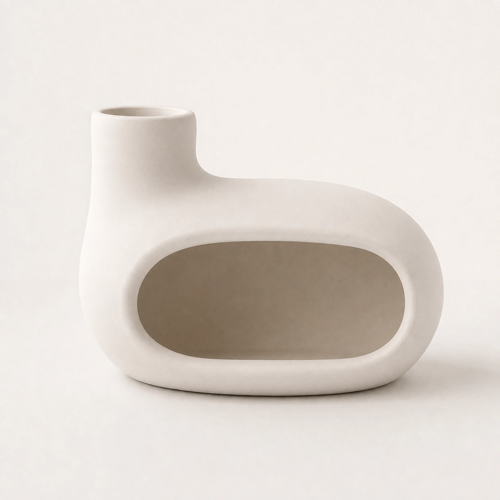 Bright Moon White elongated Classic Ceramic Palo Santo & Sage Burner, clean front view showing the ceramic chamber and top vent.