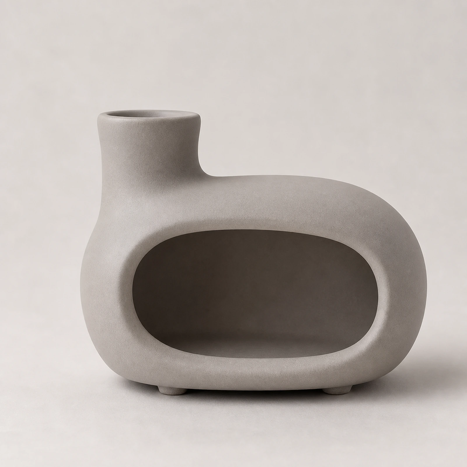 Brown gray elongated Classic Ceramic Palo Santo & Sage Burner, clean front view showing the ceramic chamber and top vent.