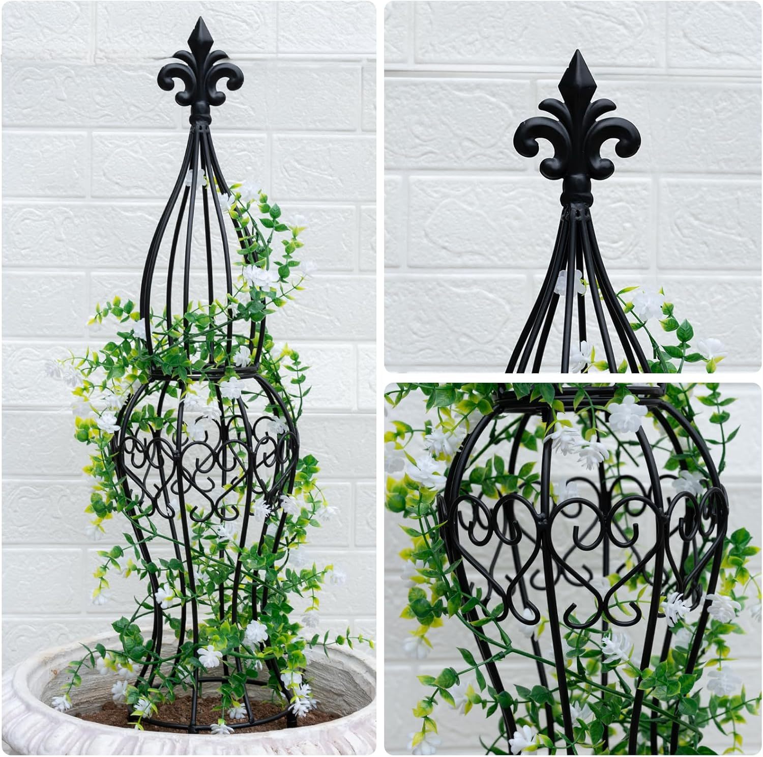 29.5in Metal Obelisk Trellis for Climbing Vines & Roses-MOUGIGI