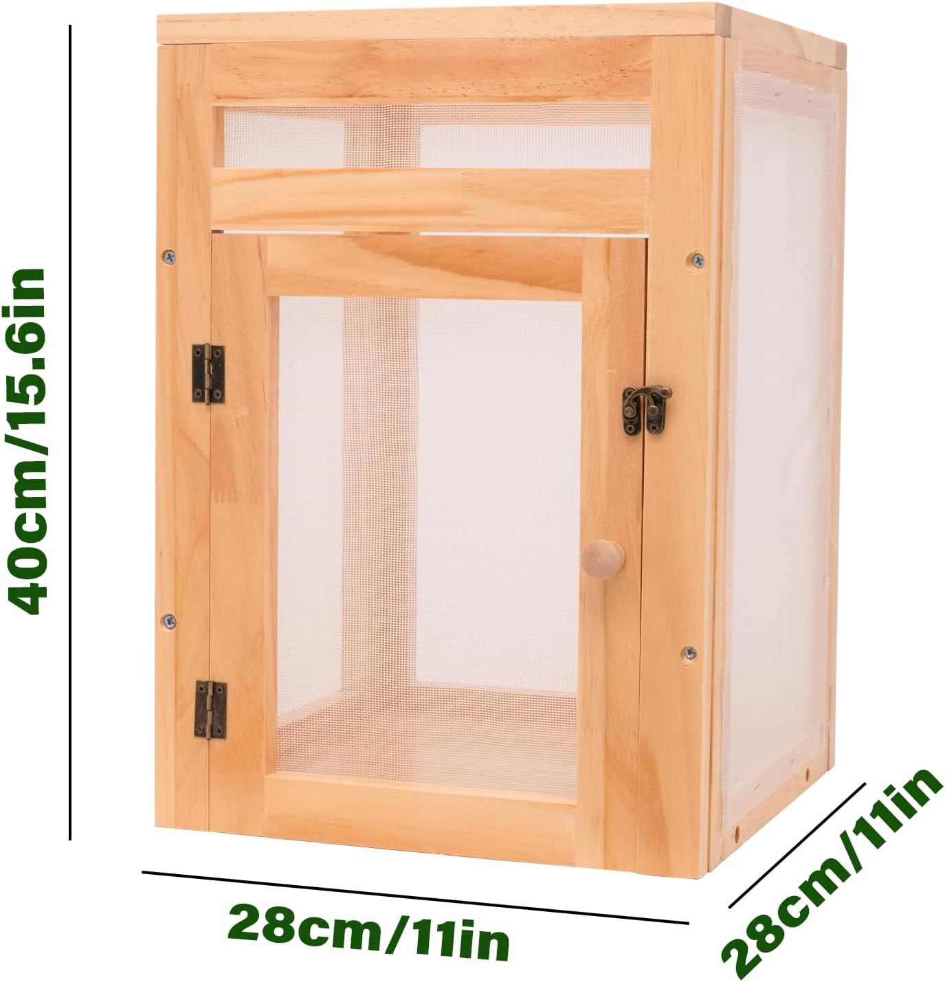 15.7" Monarch Butterfly Habitat Cage - Wood Frame Mesh Enclosure-MOUGIGI