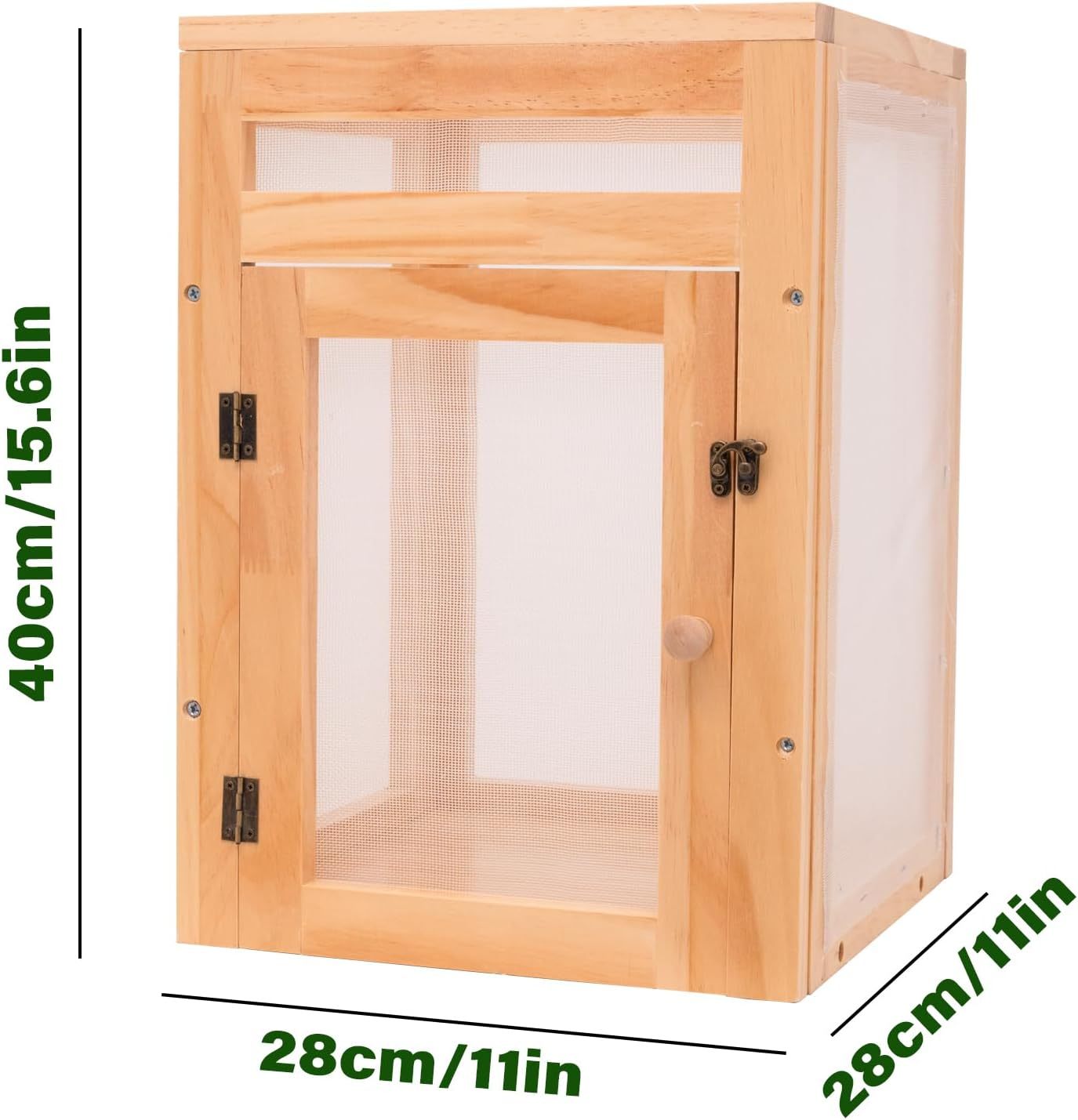 15.7" Monarch Butterfly Habitat Cage - Wood Frame Mesh Enclosure-MOUGIGI