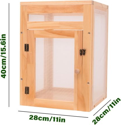 15.7" Monarch Butterfly Habitat Cage - Wood Frame Mesh Enclosure-MOUGIGI