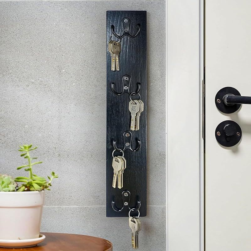 Vertical Wood Key Rack - Space Saving Wall Organizer-MOUGIGI