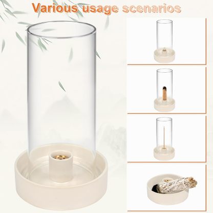 9-Hole Ceramic Incense Burner with Removable Glass Cover-MOUGIGI