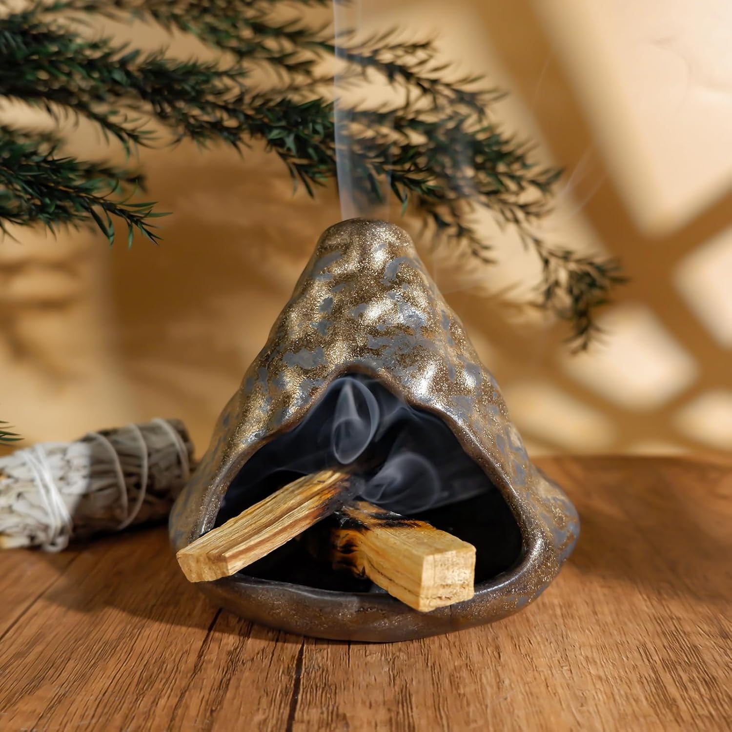 Black Gold Zongzi Incense Burner - Ceramic Palo Santo Holder-MOUGIGI