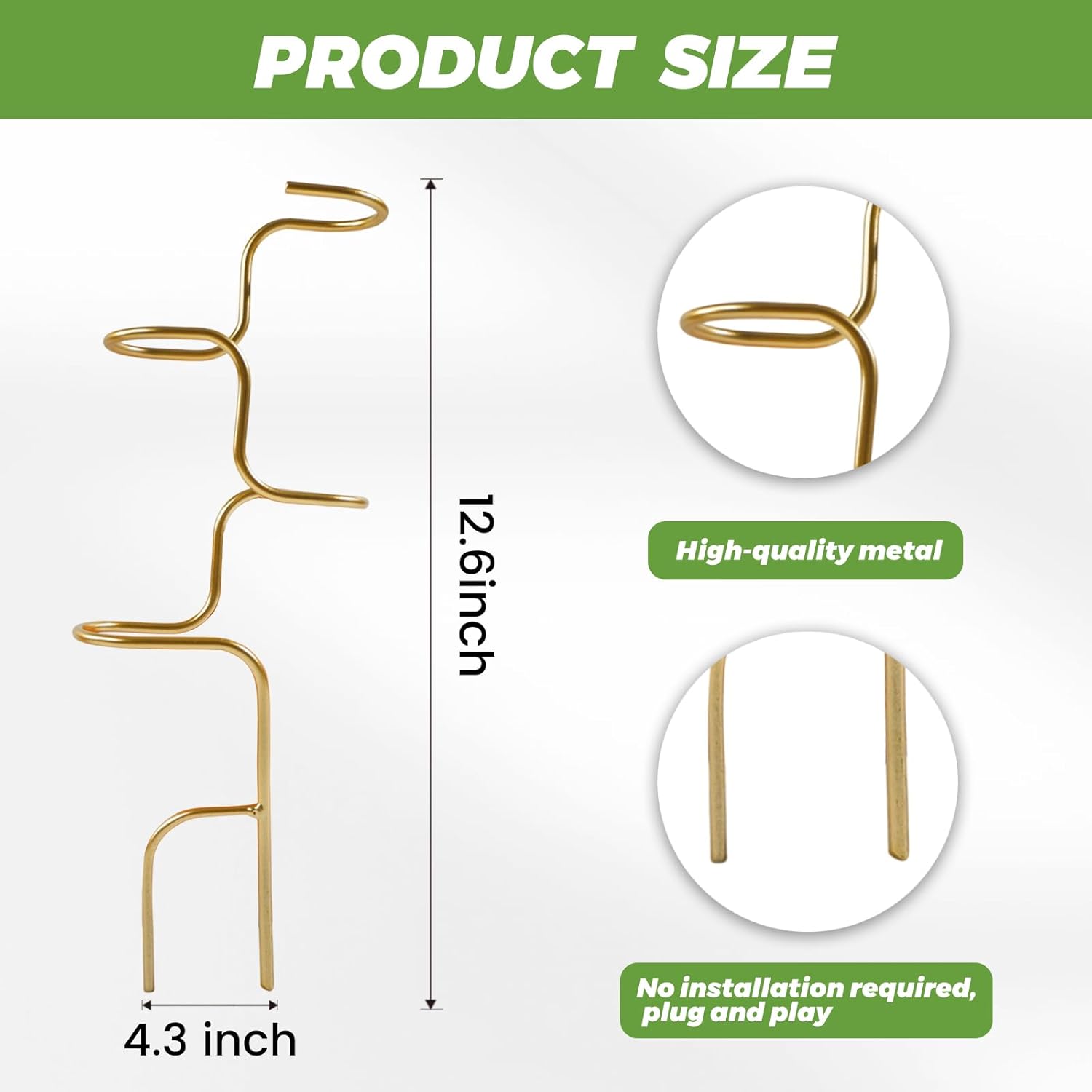 3PCS Metal Plant Stakes - 12.6" Indoor/Outdoor Plant Support-MOUGIGI