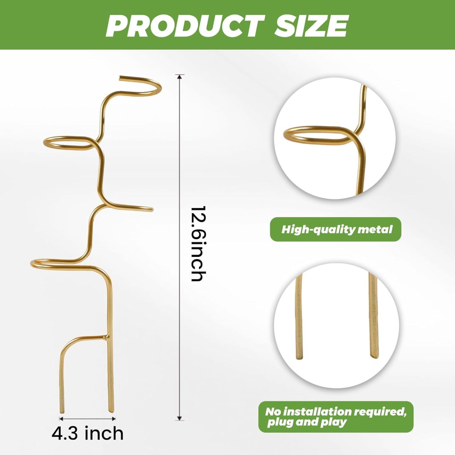 3PCS Metal Plant Stakes - 12.6" Indoor/Outdoor Plant Support-MOUGIGI