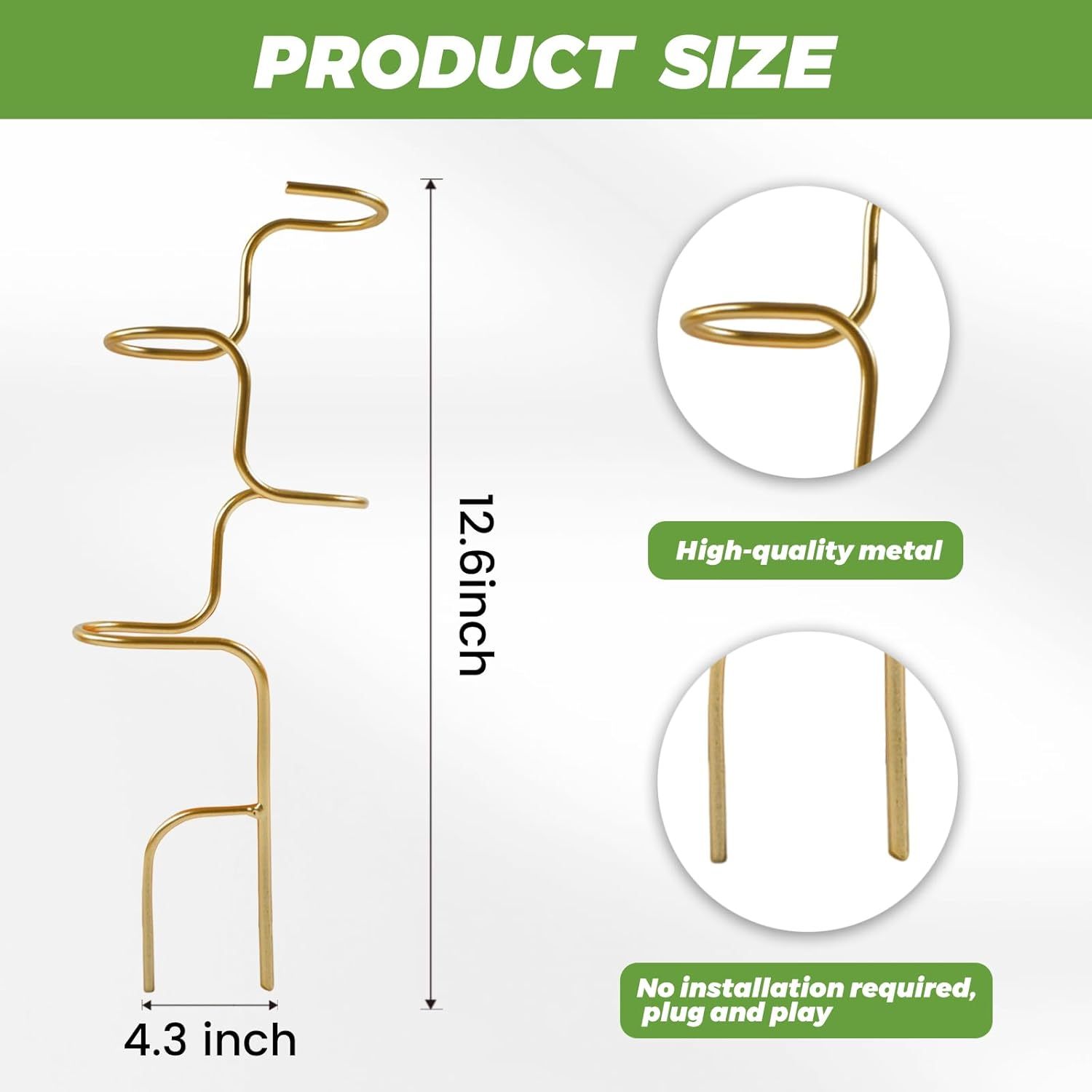 3PCS Metal Plant Stakes - 12.6" Indoor/Outdoor Plant Support-MOUGIGI