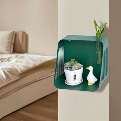 Green Iron Floating Shelf with Hydroponic Hole & Diffuser Stand-MOUGIGI