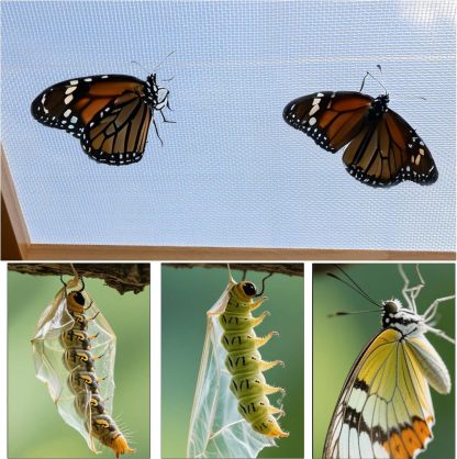 15.7" Monarch Butterfly Habitat Cage - Wood Frame Mesh Enclosure-MOUGIGI