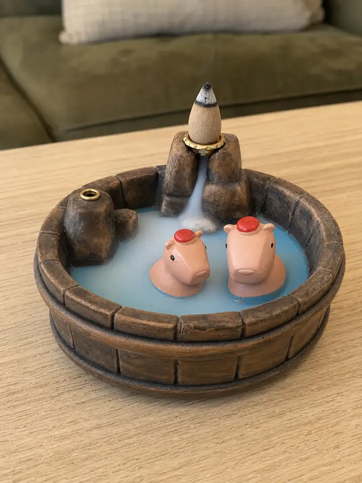 Capybara Backflow Incense Burner with Waterfall Effect styling idea 4