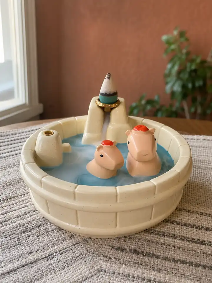 Capybara Backflow Incense Burner with Waterfall Effect styling idea 1