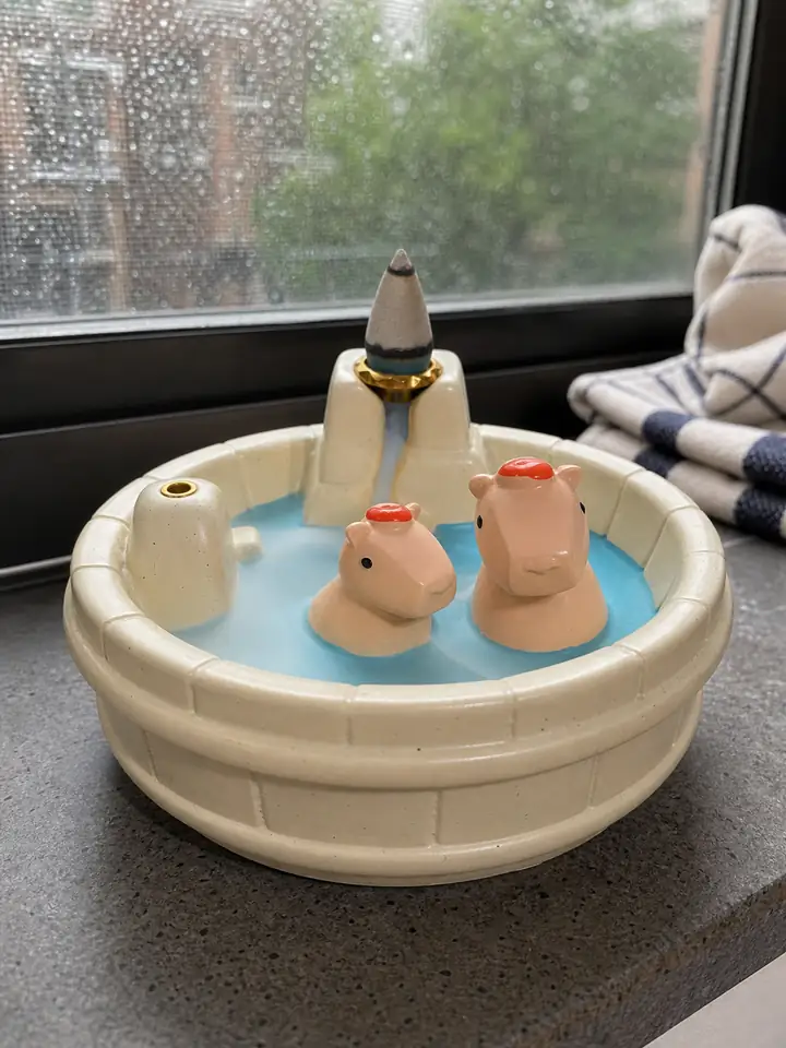 Capybara Backflow Incense Burner with Waterfall Effect styling idea 3
