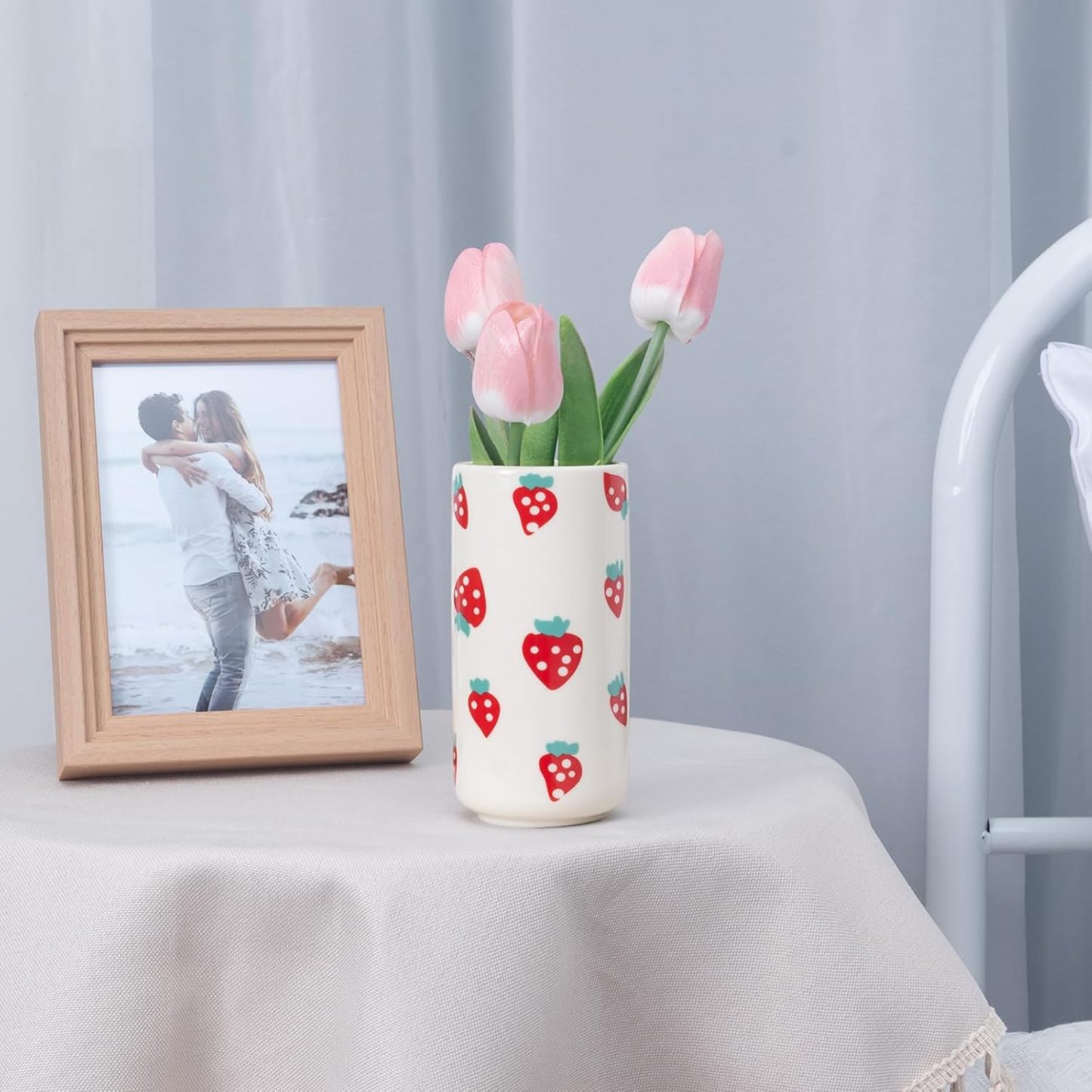 Strawberry Ceramic Vase - Whimsical Floral Centerpiece-MOUGIGI