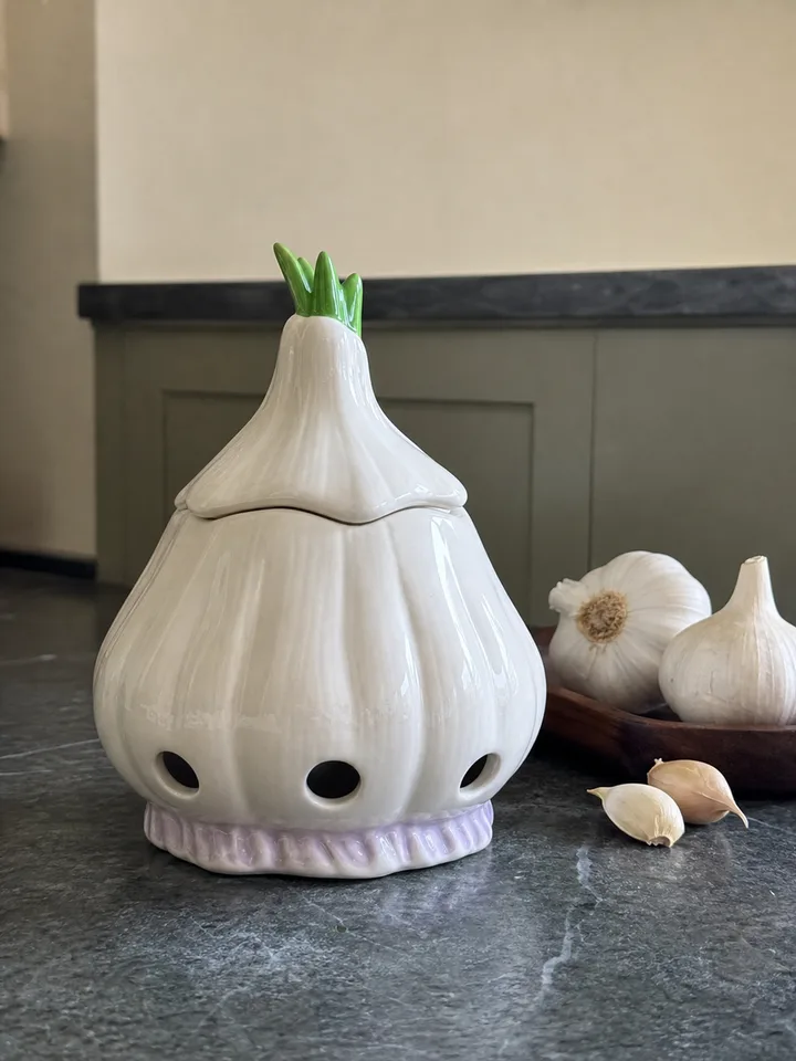 Ceramic Garlic Keeper with Lid – Vented Countertop Storage styling idea 2