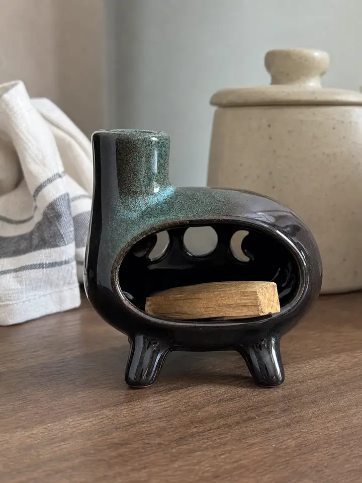 Ceramic Palo Santo Holder | Footed Chimney Burner styling idea 3