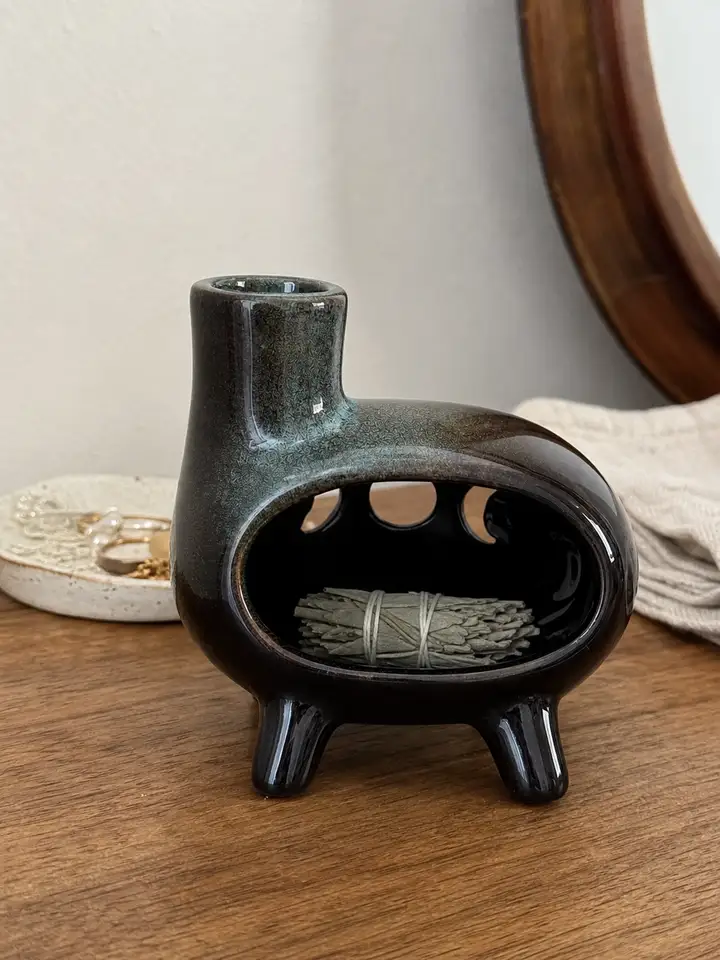 Ceramic Palo Santo Holder | Footed Chimney Burner styling idea 6