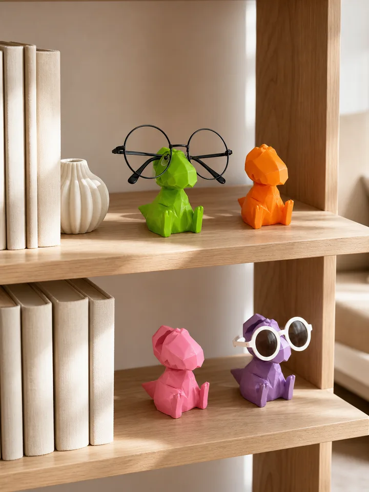 4-Pack Dinosaur Glasses Holders – Colorful Resin Eyewear Stand styling idea 5