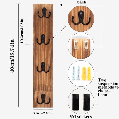 Vertical Wood Key Rack - Space Saving Wall Organizer-MOUGIGI