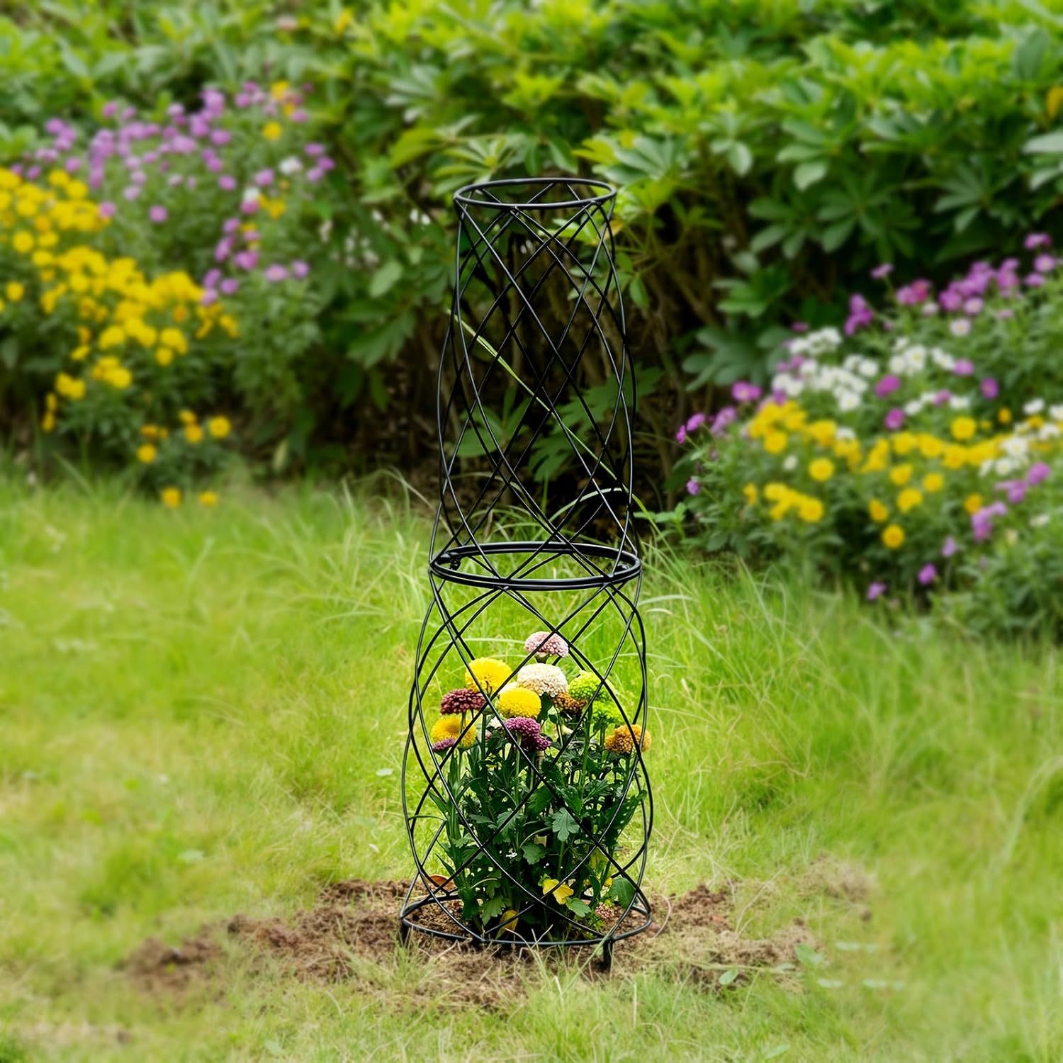 35" Metal Obelisk Trellis for Climbing Plants & Roses-MOUGIGI