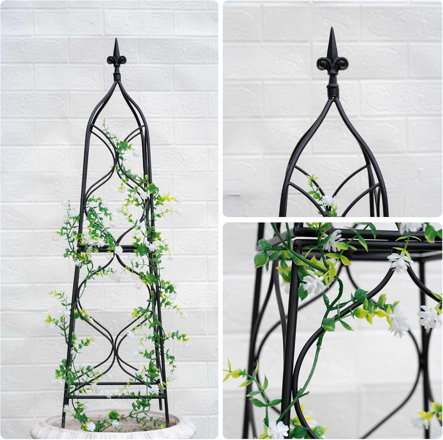 39x10.21in Metal Obelisk Trellis for Climbing Plants-MOUGIGI