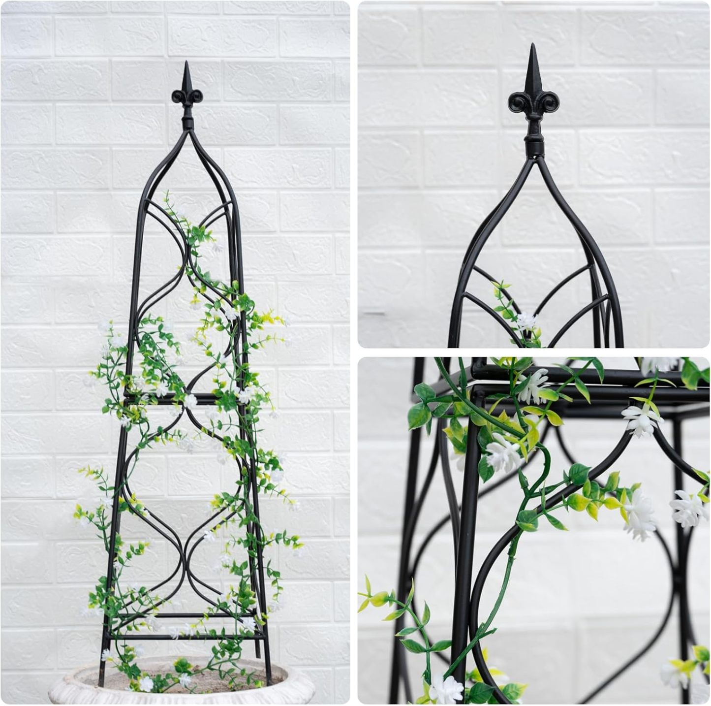 39x10.21in Metal Obelisk Trellis for Climbing Plants-MOUGIGI