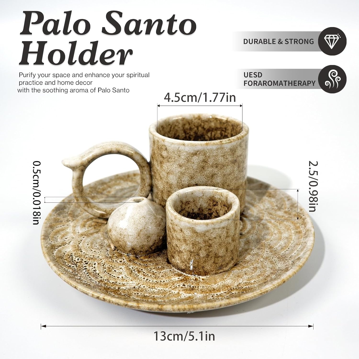 5-in-1 Ceramic Smudge Bowl - Incense & Candle Holder-MOUGIGI