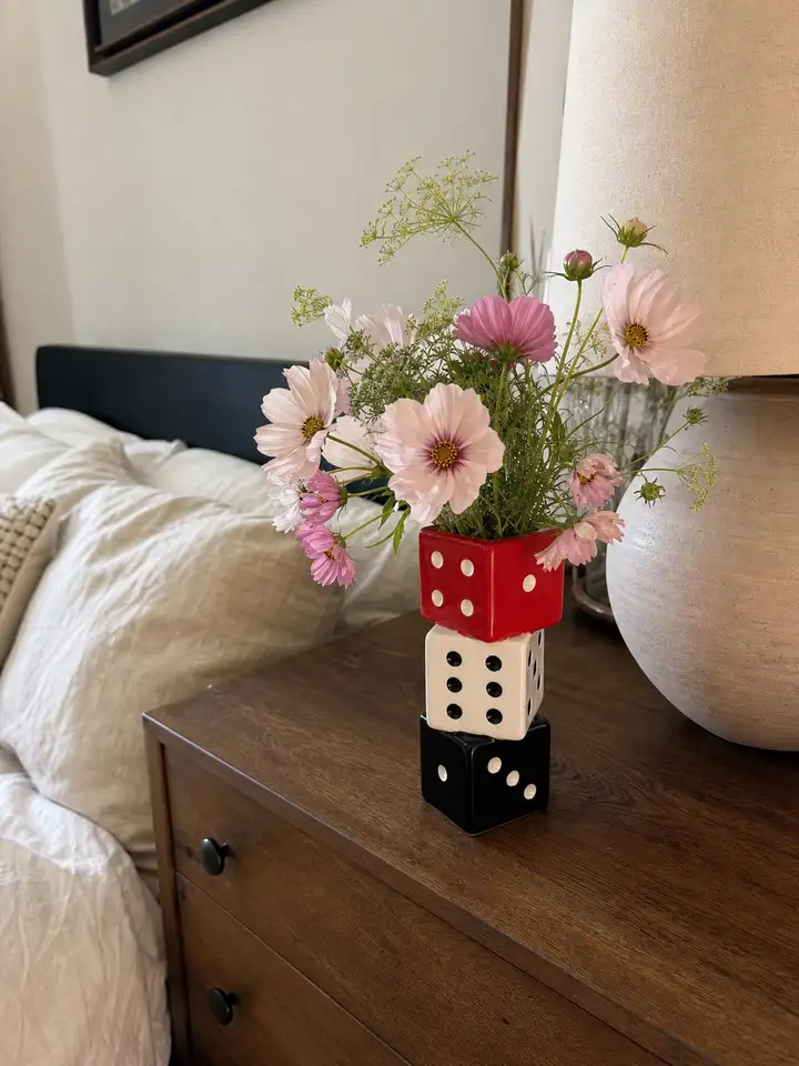 Stacked Ceramic Dice Vase – 3 Color Options styling idea 1