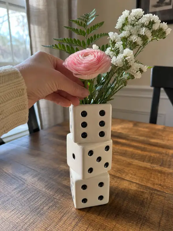 Stacked Ceramic Dice Vase – 3 Color Options styling idea 6