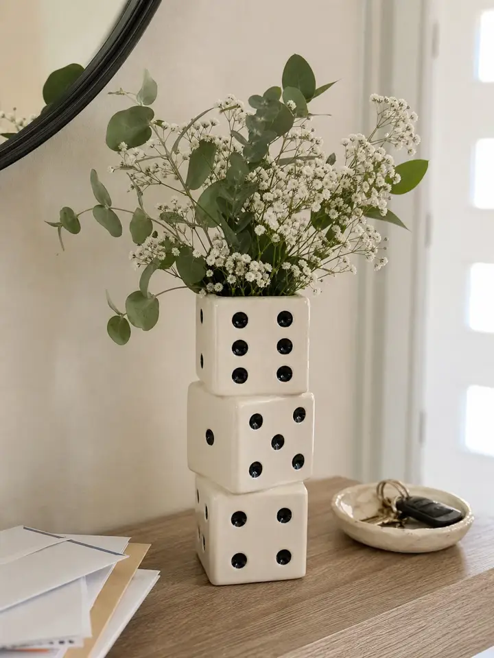 Stacked Ceramic Dice Vase – 3 Color Options styling idea 5