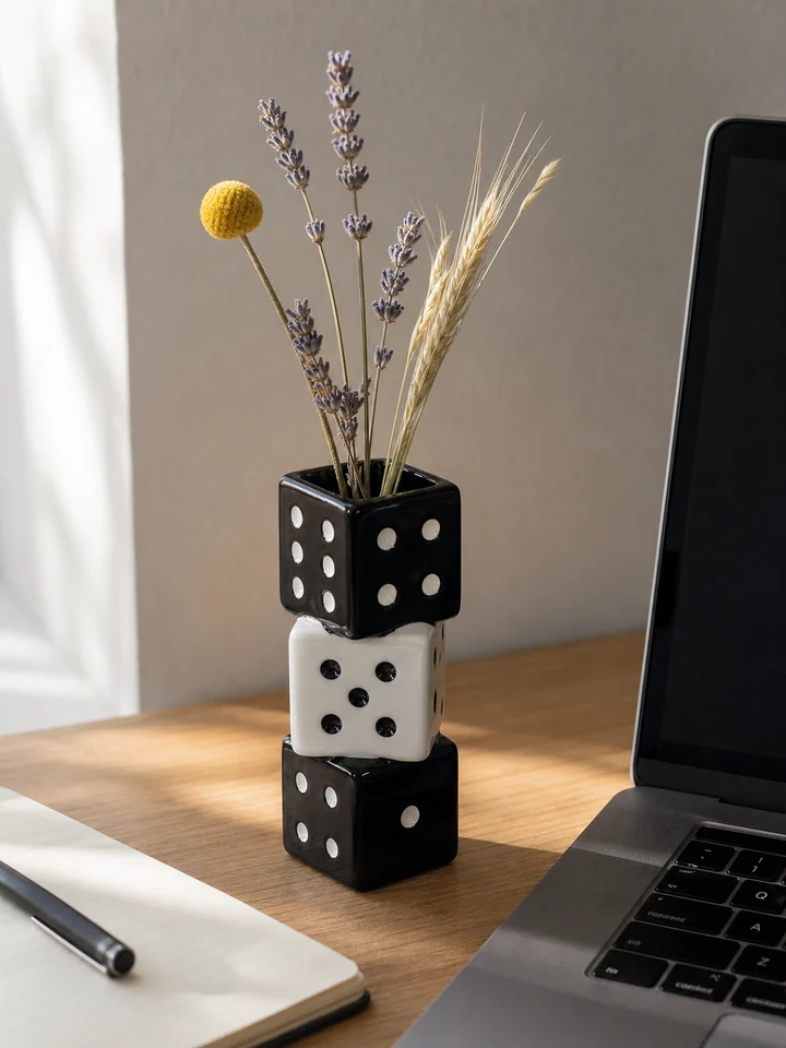 Stacked Ceramic Dice Vase – 3 Color Options styling idea 4