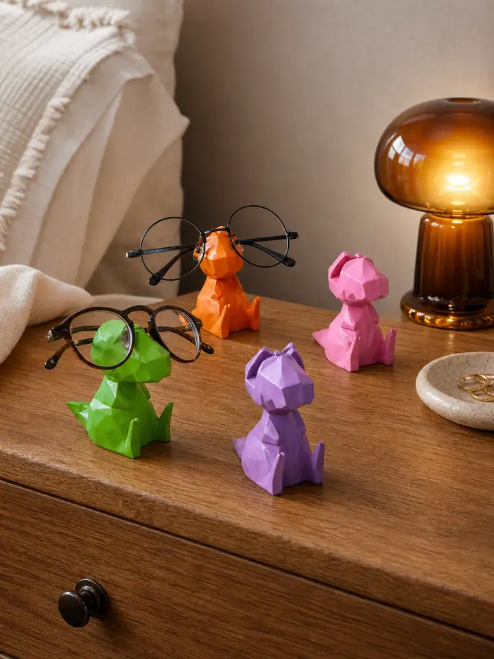 4-Pack Dinosaur Glasses Holders – Colorful Resin Eyewear Stand styling idea 4