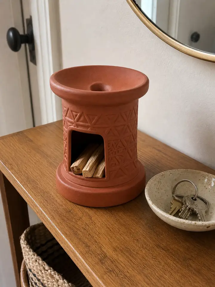 Terracotta Incense Burner with Palo Santo Storage styling idea 1