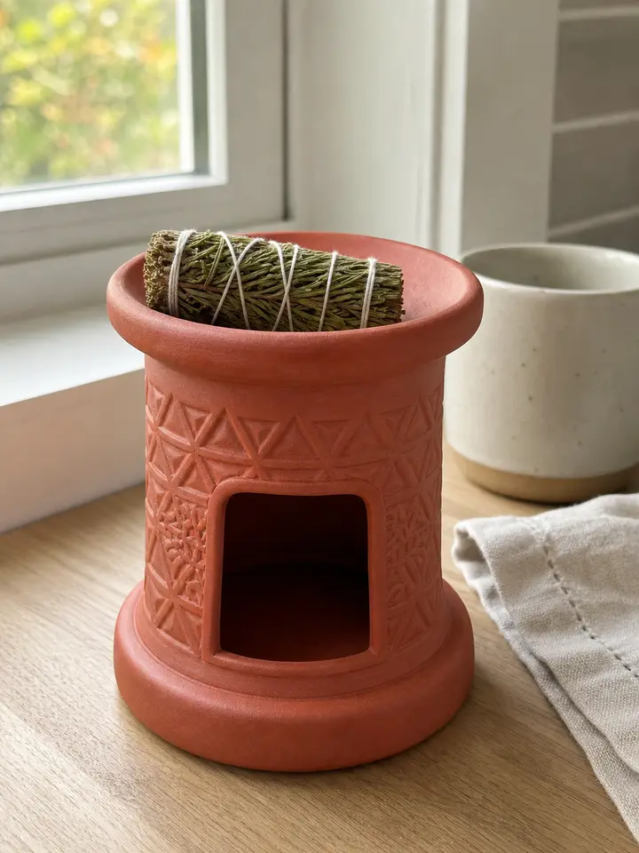 Terracotta Incense Burner with Palo Santo Storage styling idea 4