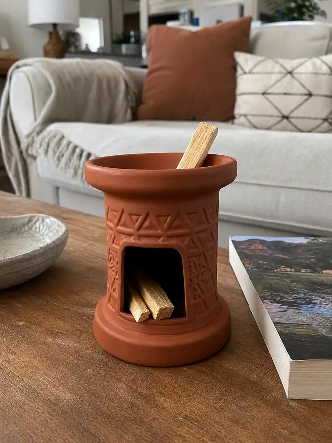 Terracotta Incense Burner with Palo Santo Storage styling idea 2