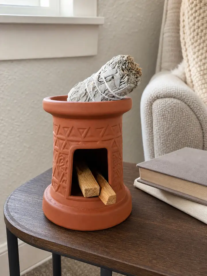 Terracotta Incense Burner with Palo Santo Storage styling idea 3