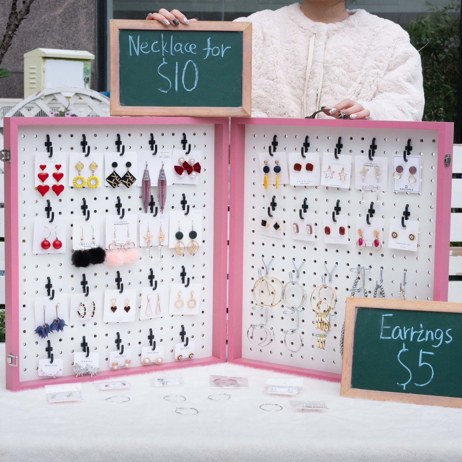 Portable Wood Earring Display for Vendor Events & Markets-MOUGIGI