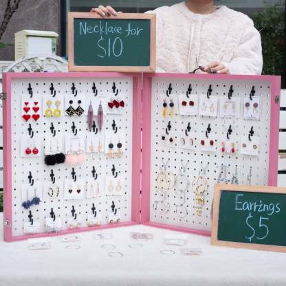 Portable Wood Earring Display for Vendor Events & Markets-MOUGIGI