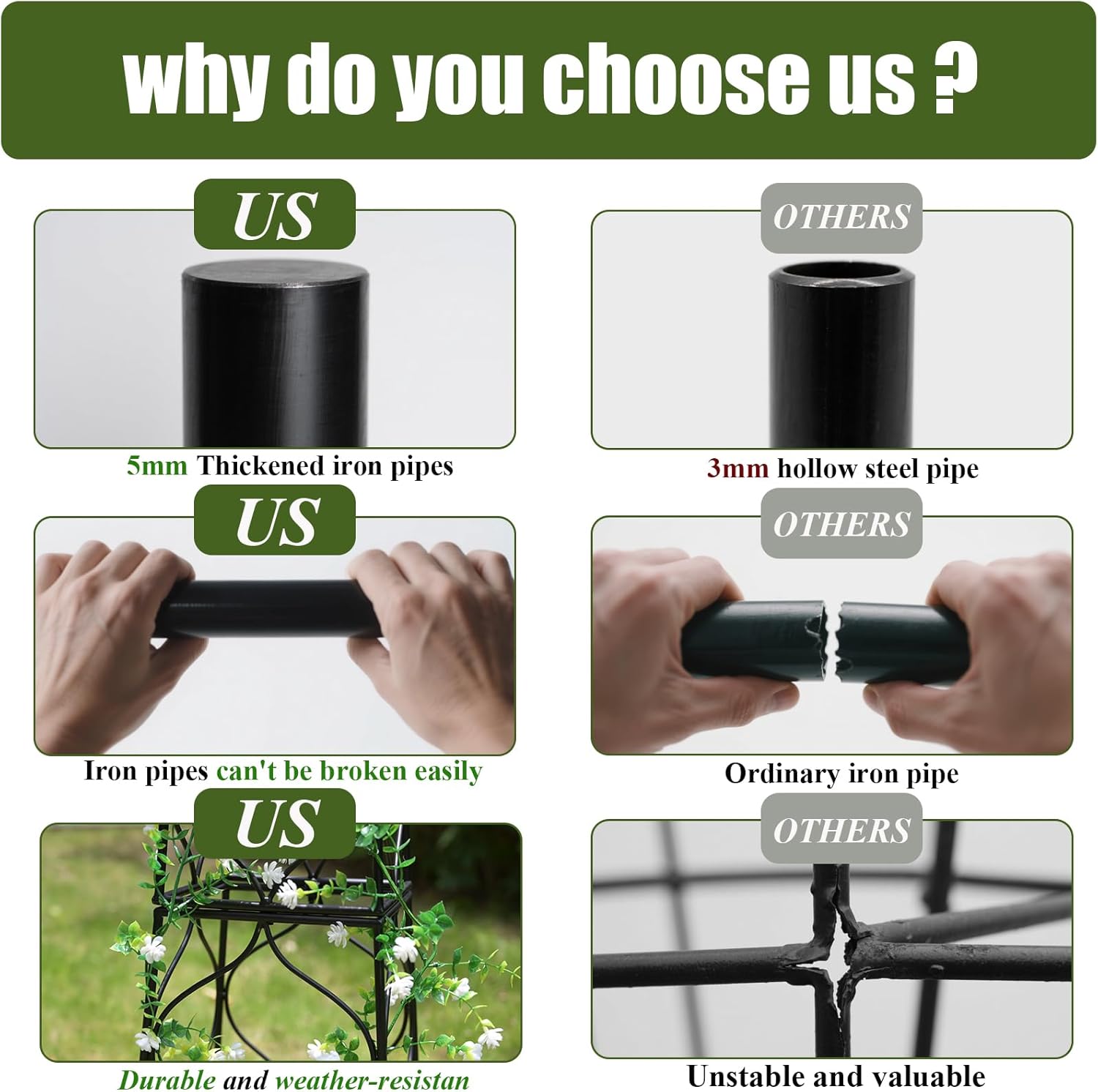 39x10.21in Metal Obelisk Trellis for Climbing Plants-MOUGIGI